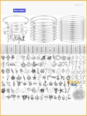 363 Pcs Charm Bracelet Making Kit DIY Bangle Set Silver
